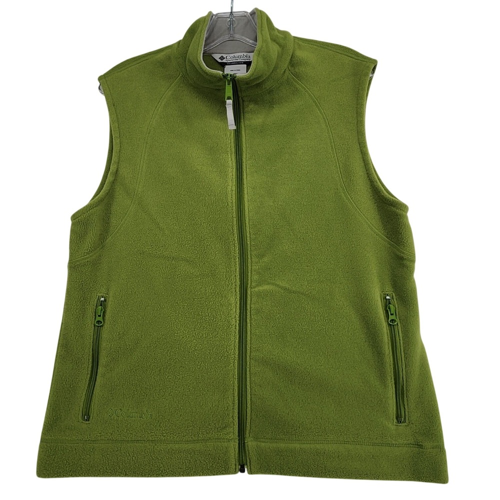 Columbia XL Green Fleece Vest Women Full Zip Sleeveless Jacket Gorpcore Outdoor